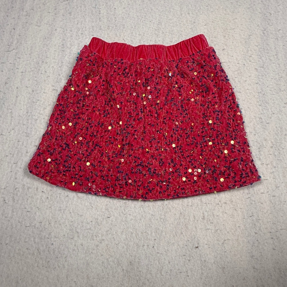 Wee Lake Pink Velvet Sequin Skort Kids Size 8 SAM125 Elastic Waist Skirt Shorts